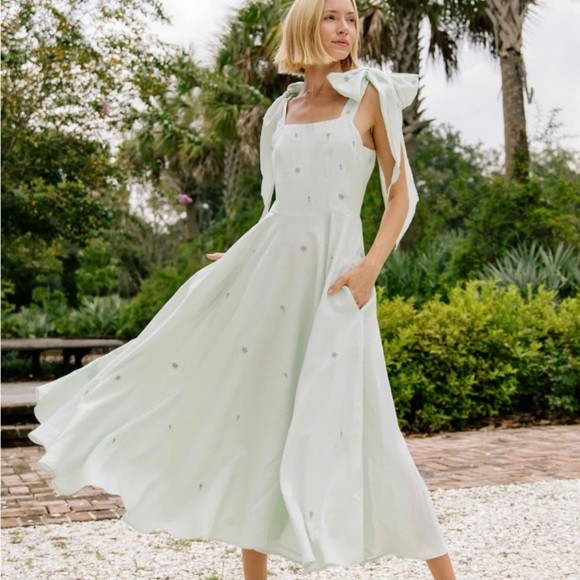 Fanm Mon MIMOSE Marassa - Light Lagoon 100% Linen Size XS Blue Floral - Picture 2 of 5